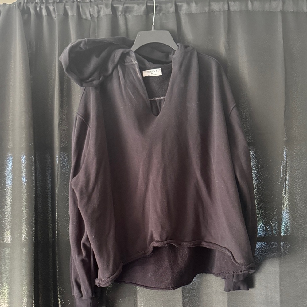Oversized Black Hoodie Top